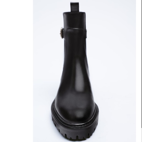 ZARA Leather Ankle Boots With Buckle New With Tag - Picture 7 of 14